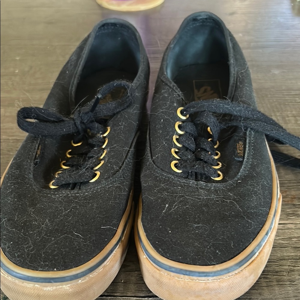 Vans Black and Brown Sneakers with Canvas Upper and Vulcanized Sole